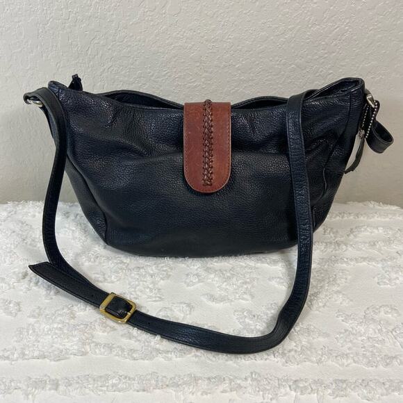 VTG GIANI BERNINI Pebbled Leather Hobo Classic Boho Goth Punk Edgy Eclectic - Picture 1 of 10